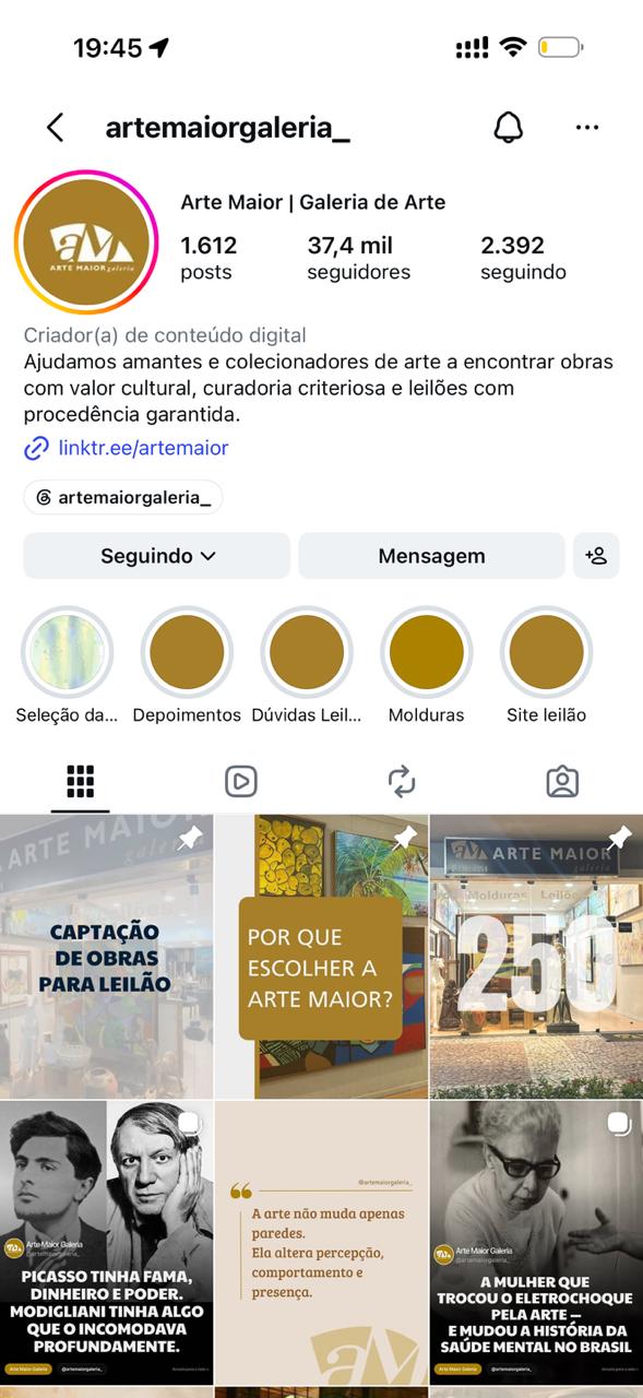 Perfil da aluna Marta - Arte Maior Galeria